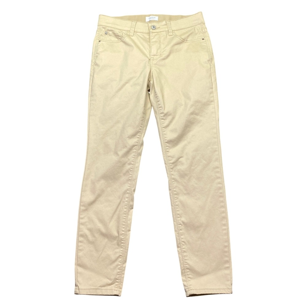 Curve Appeal Womens Size 6/28 Beige Skinny Stretch Chino Pants Tan Boho Preppy